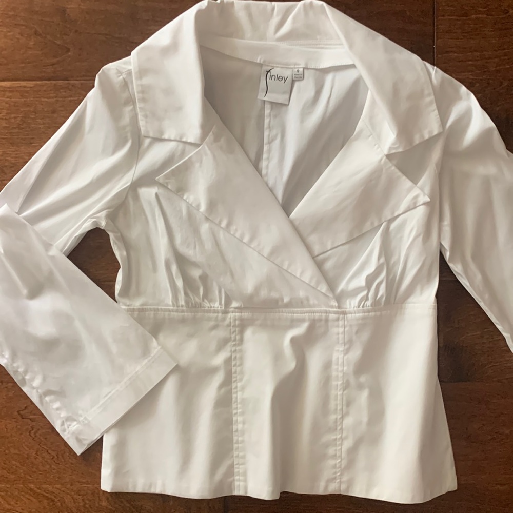 Finley dress Oxford long sleeve white shirt top fitted waist S small 2022